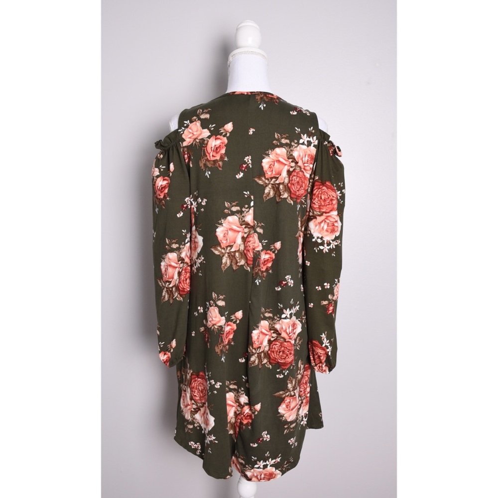 Sweet Pea Floral Cold Shoulder Long Sleeve Dress - Picture 4 of 8